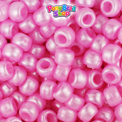 Light Pink Pearl 9mm Barrel Plastic Pony Beads (500pcs)