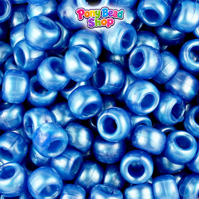 Dark Blue Pearl 9mm Barrel Plastic Pony Beads (500pcs)