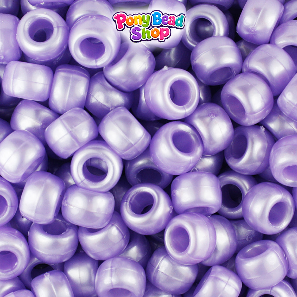 Light Purple Pearl 9mm Barrel Plastic Pony Beads (500pcs)