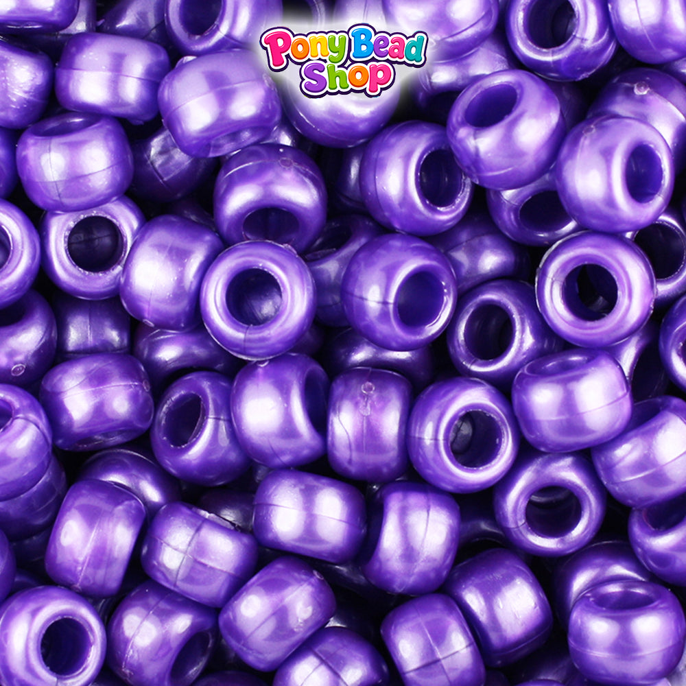 Dark Purple Pearl 9mm Barrel Plastic Pony Beads (500pcs)