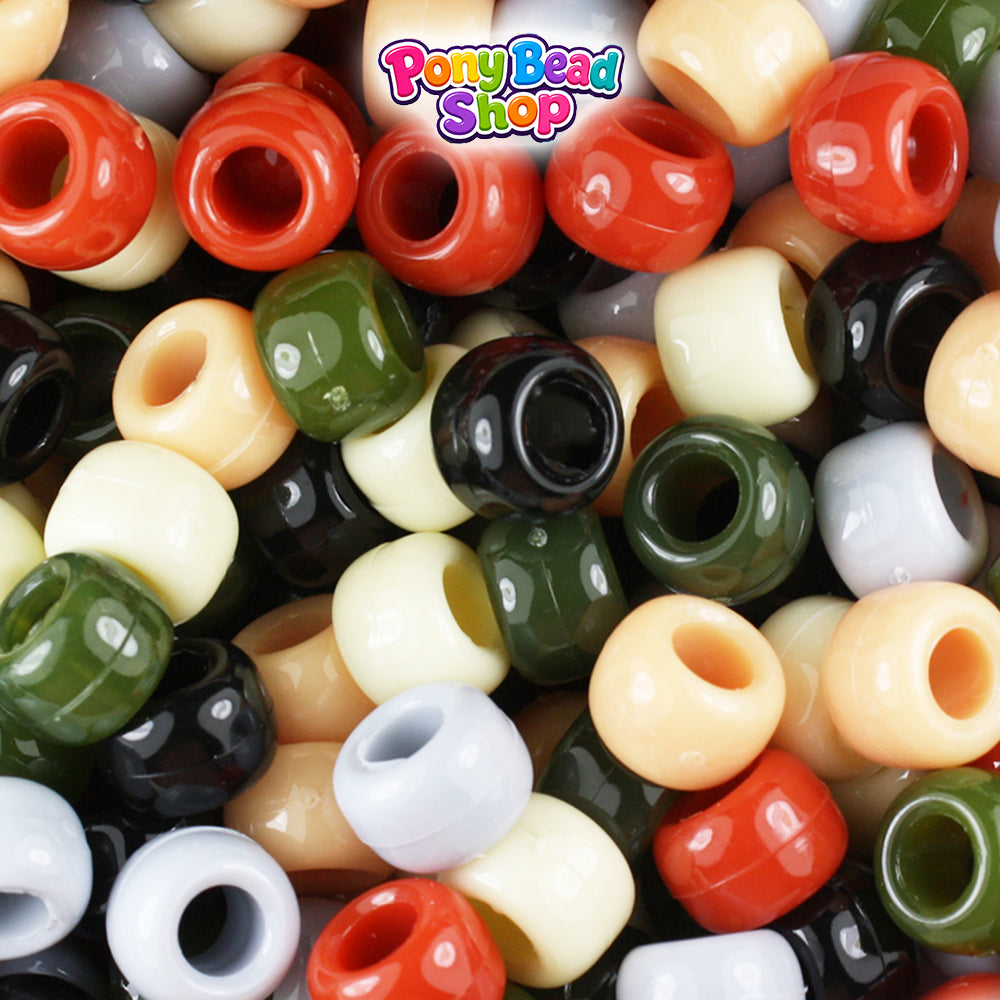 Natural Opaque Mix 9mm Barrel Plastic Pony Beads (500pcs)