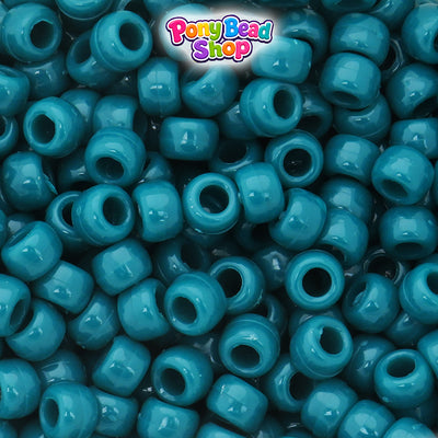 Dark Teal Opaque 9mm Barrel Plastic Pony Beads (500pcs)