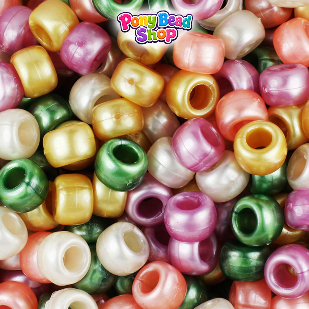 Warm Pearl Mix 9mm Barrel Plastic Pony Beads (500pcs)