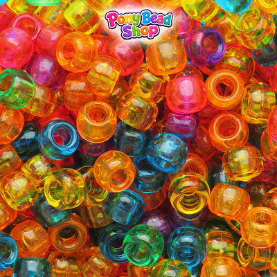 Vibrant Transparent Mix 9mm Barrel Plastic Pony Beads (500pcs)