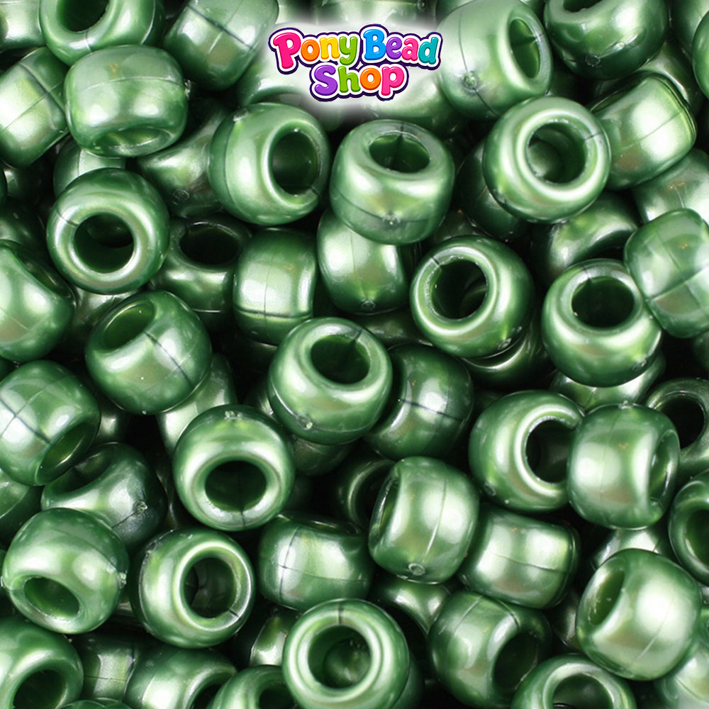 Jade Pearl 9mm Barrel Plastic Pony Beads (500pcs)