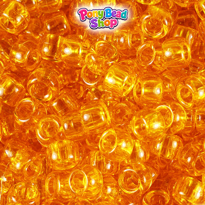 Sun Gold Transparent 9mm Barrel Plastic Pony Beads (500pcs)
