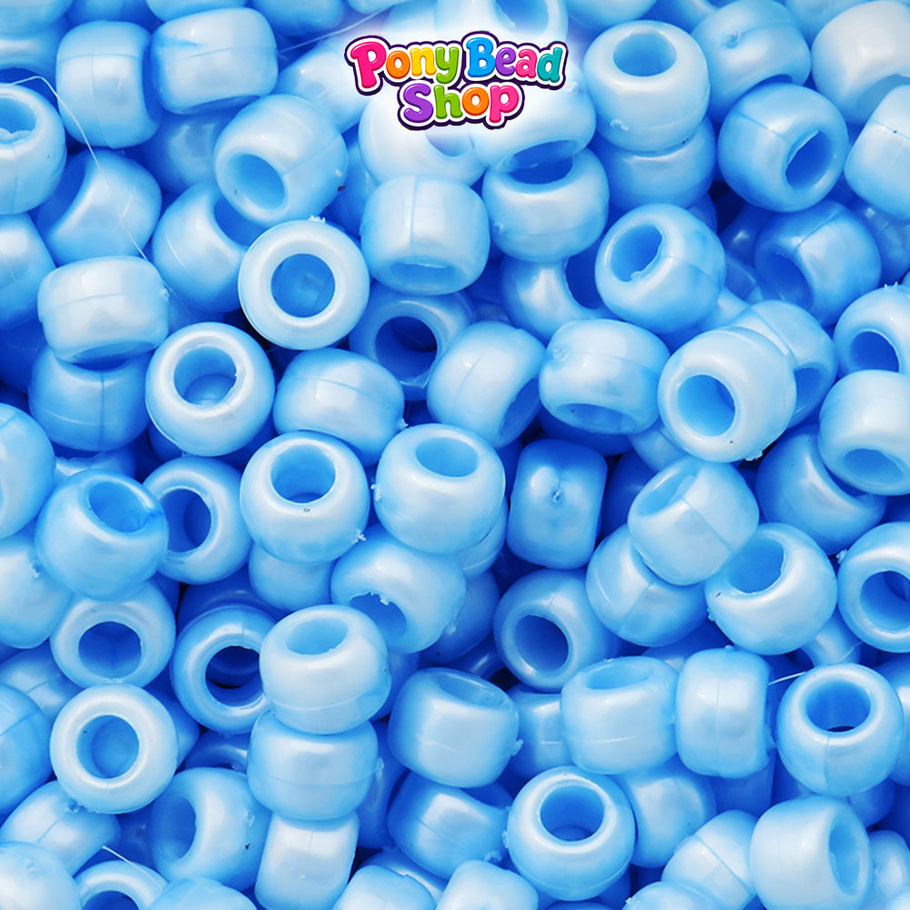 Pastel Blue Pearl 9mm Barrel Plastic Pony Beads (500pcs)