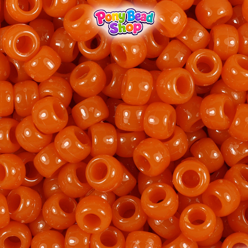 Pumpkin Opaque 9mm Barrel Plastic Pony Beads (500pcs)