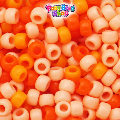 Orange Ombre Opaque Mix 9mm Barrel Plastic Pony Beads (500pcs)