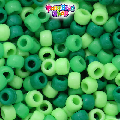 Green Ombre Opaque Mix 9mm Barrel Plastic Pony Beads (500pcs)