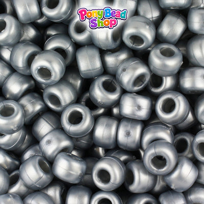 Grey Ashed Pearl 9mm Barrel Plastic Pony Beads (500pcs)