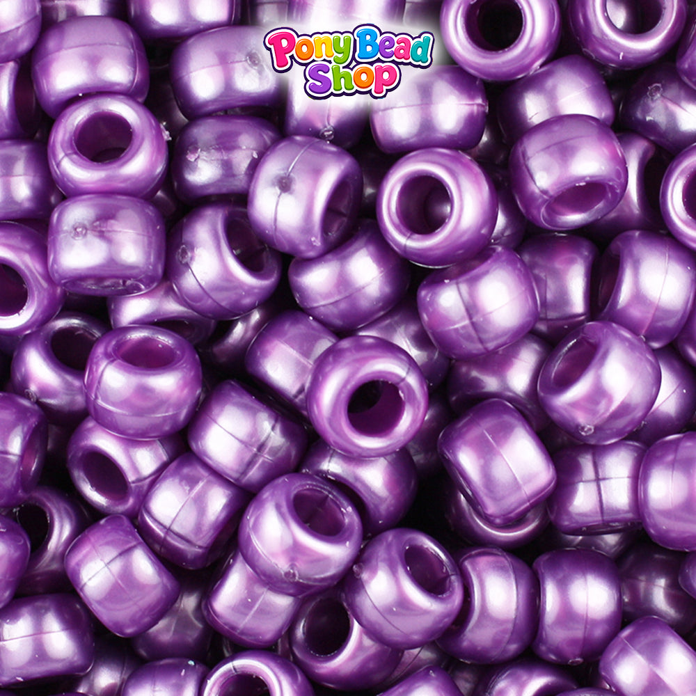 Violet Pearl 9mm Barrel Plastic Pony Beads (500pcs)