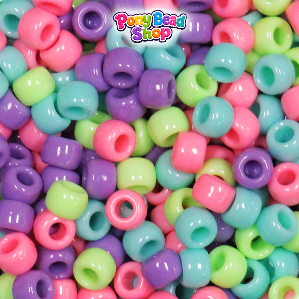 Pastel Bliss Opaque Mix 9mm Barrel Plastic Pony Beads (500pcs)