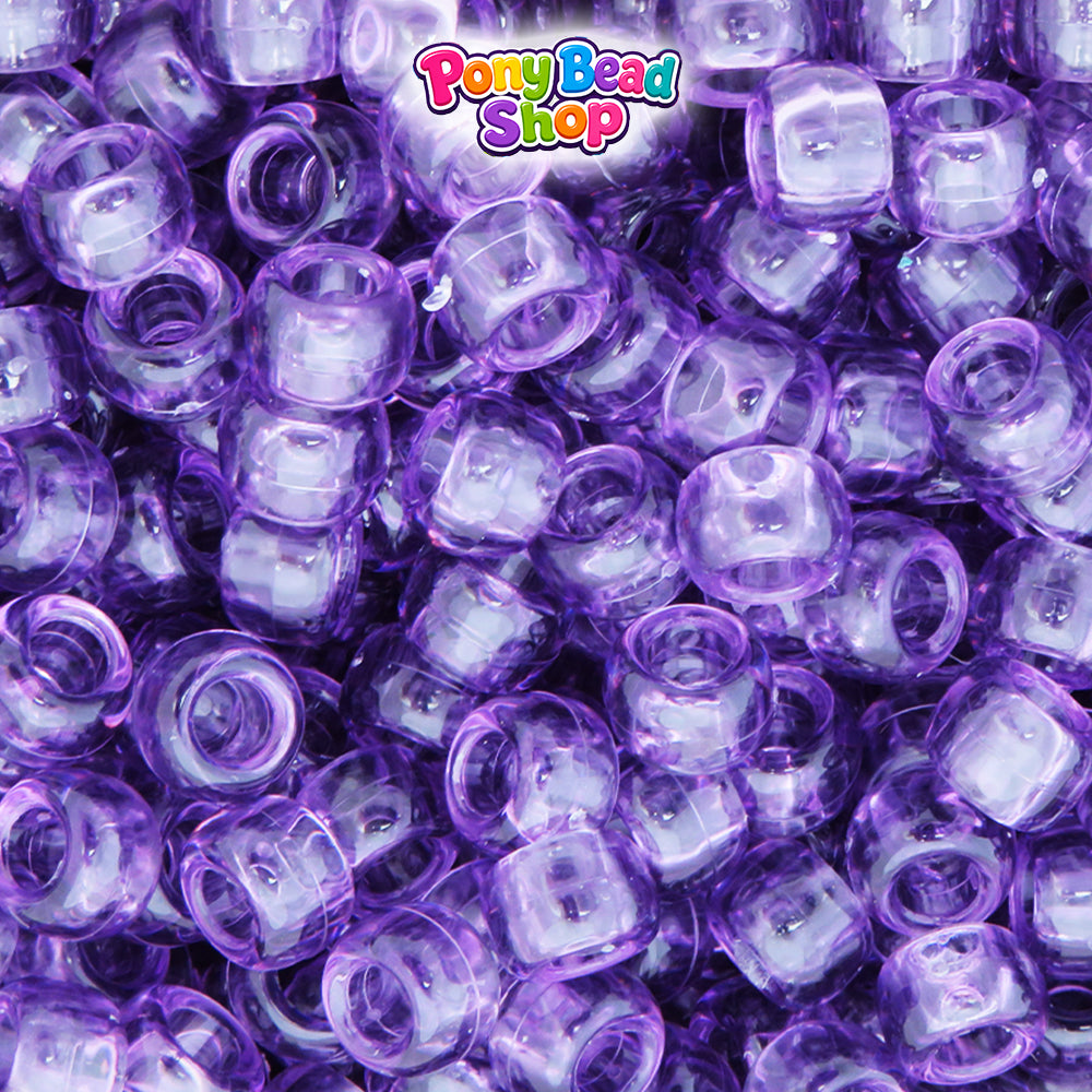 Vintage Amethyst Transparent 9mm Barrel Plastic Pony Beads (500pcs)