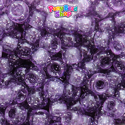 Vintage Amethyst Sparkle 9mm Barrel Plastic Pony Beads (500pcs)