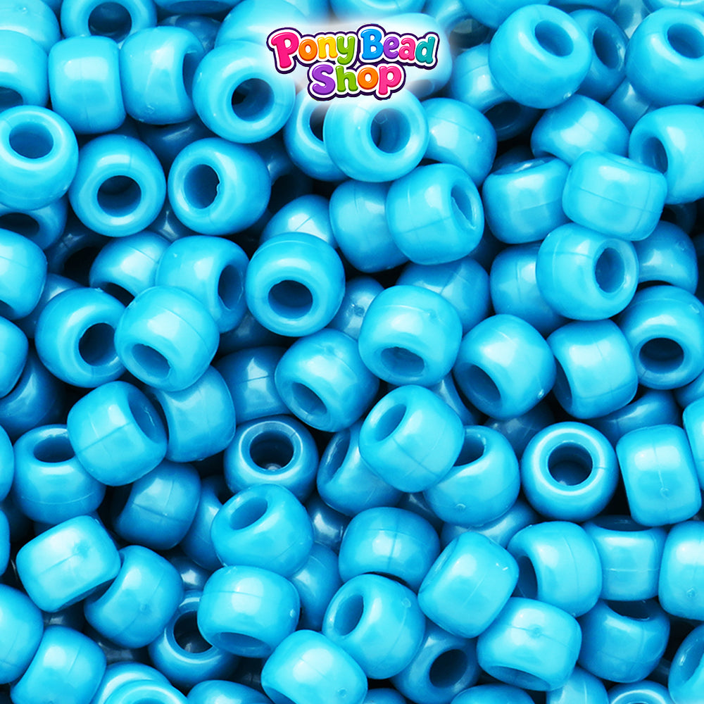 Dark Turquoise Pearl 9mm Barrel Plastic Pony Beads (500pcs)