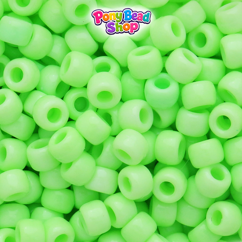 Pastel Lime Opaque 9mm Barrel Plastic Pony Beads (500pcs)