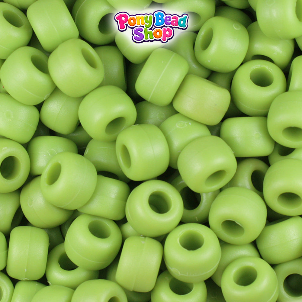 Kiwi Matte 9mm Barrel Plastic Pony Beads (500pcs)