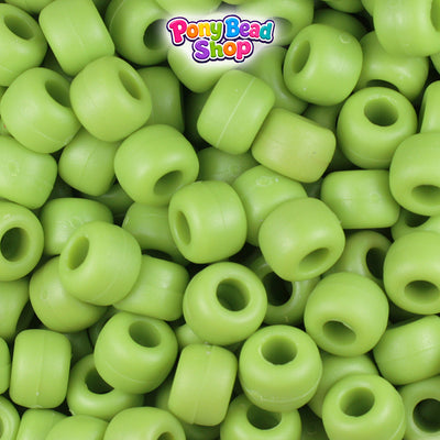 Kiwi Matte 9mm Barrel Plastic Pony Beads (500pcs)