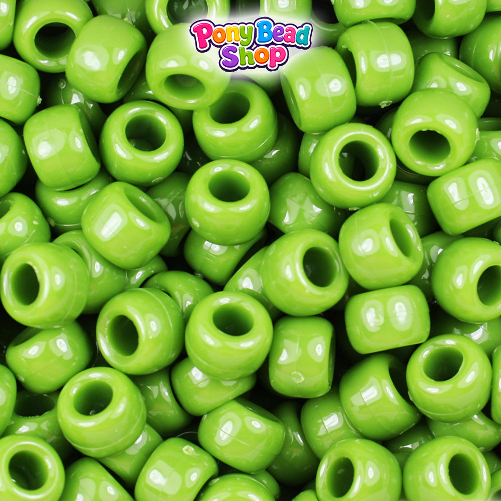 Olive Opaque 9mm Barrel Plastic Pony Beads (500pcs)