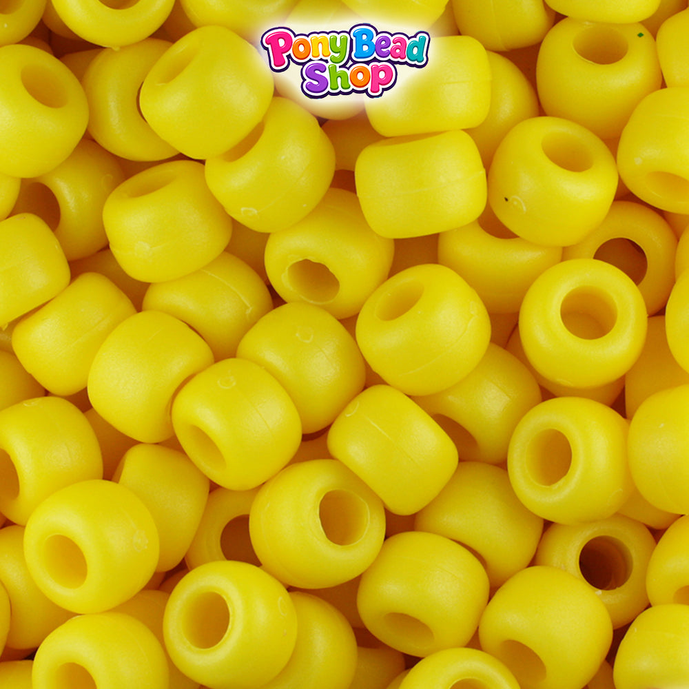 Daffodil Matte 9mm Barrel Plastic Pony Beads (500pcs)
