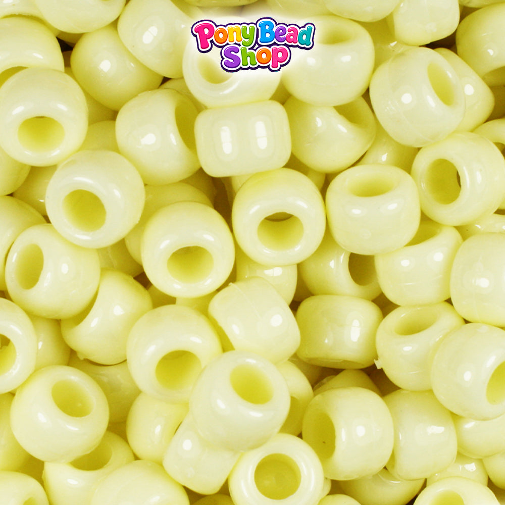 Buttermilk Opaque 9mm Barrel Plastic Pony Beads (500pcs)