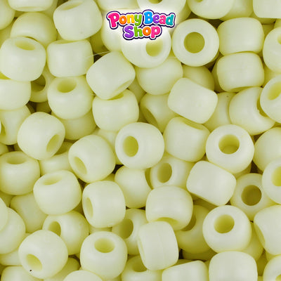 Buttermilk Matte 9mm Barrel Plastic Pony Beads (500pcs)