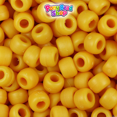 Mustard Matte 9mm Barrel Plastic Pony Beads (500pcs)