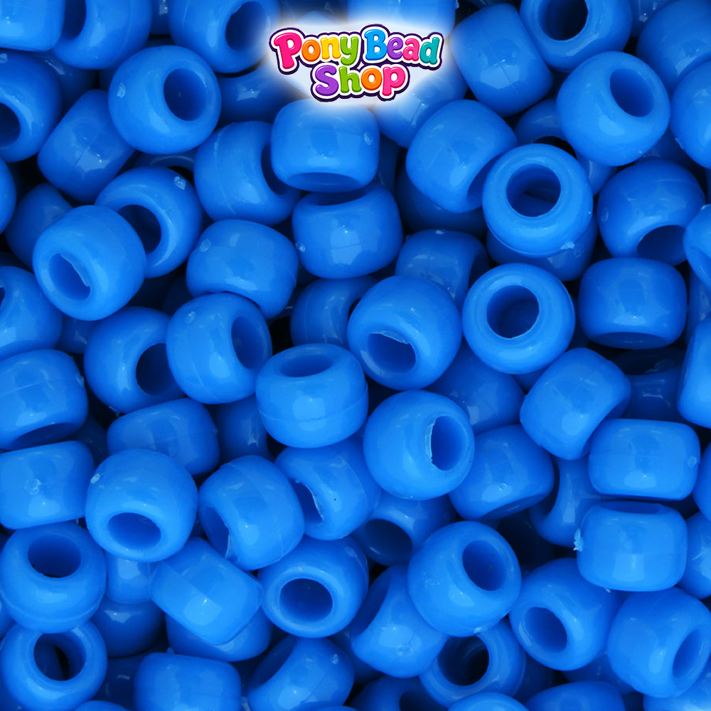 Tropic Blue Opaque 9mm Barrel Plastic Pony Beads (500pcs)