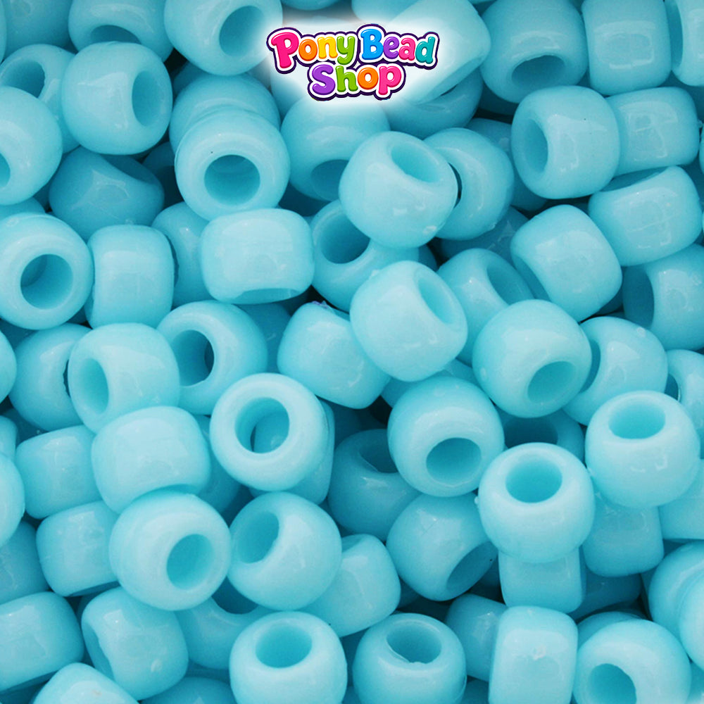 Blue Cloud Opaque 9mm Barrel Plastic Pony Beads (500pcs)