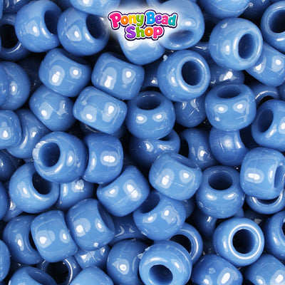 Denim Blue Opaque 9mm Barrel Plastic Pony Beads (500pcs)
