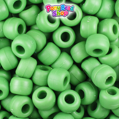 Pea Green Matte 9mm Barrel Plastic Pony Beads (500pcs)