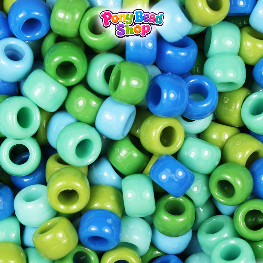 Blueberry Opaque Mix 9mm Barrel Plastic Pony Beads (500pcs)
