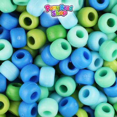 Blueberry Matte Mix 9mm Barrel Plastic Pony Beads (500pcs)