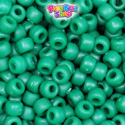 Agate Green Matte 9mm Barrel Plastic Pony Beads (500pcs)