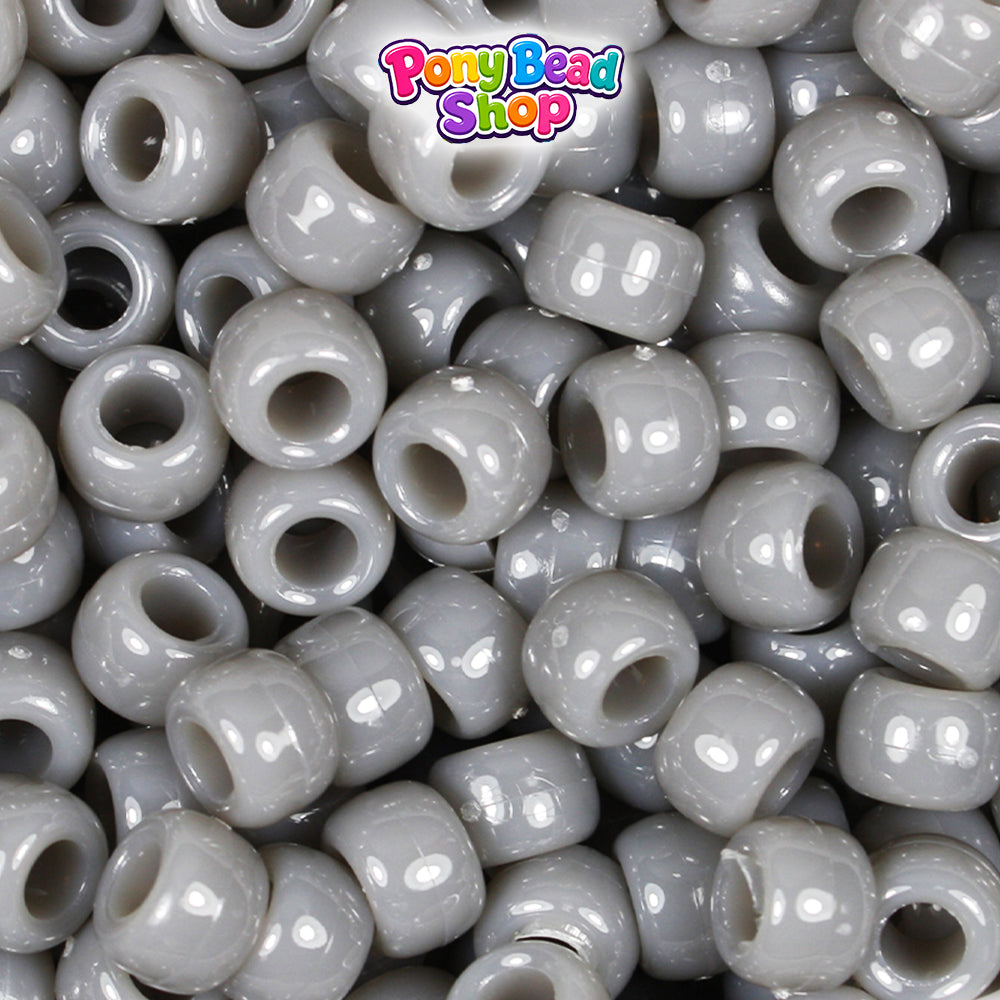 Milky Grey Opaque 9mm Barrel Plastic Pony Beads (500pcs)