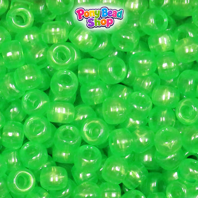 Green Adrenaline Translucent 9mm Barrel Plastic Pony Beads (500pcs)
