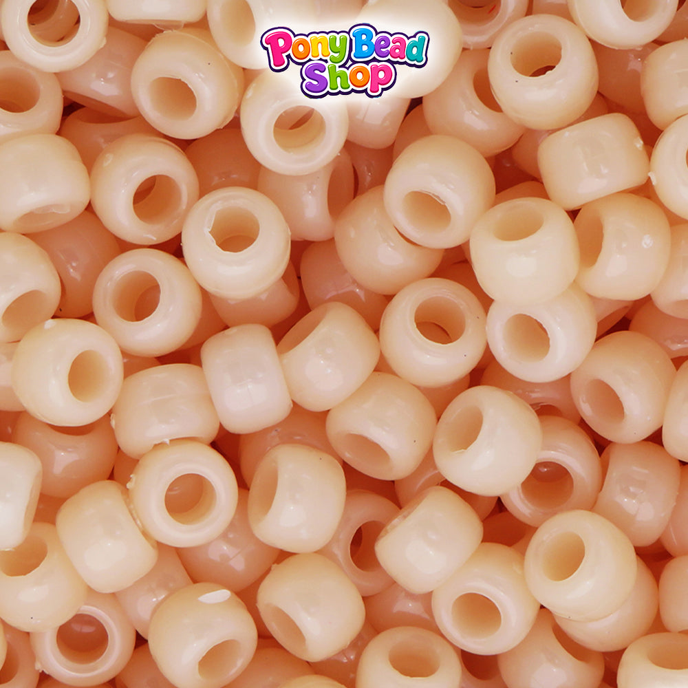 Dark Cream Opaque 9mm Barrel Plastic Pony Beads (500pcs)