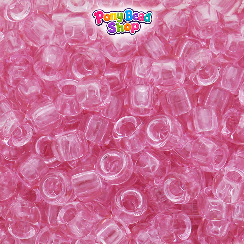 Pastel Pink Transparent 9mm Barrel Plastic Pony Beads (500pcs)