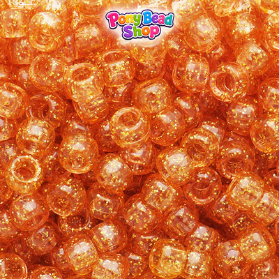 Pastel Pink Gold Sparkle 9mm Barrel Plastic Pony Beads (500pcs)
