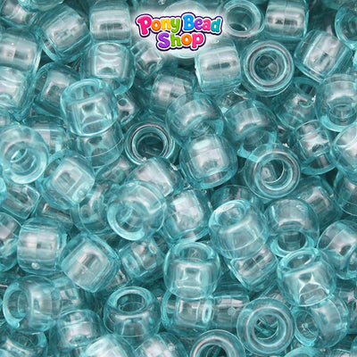Light Teal Transparent 9mm Barrel Plastic Pony Beads (500pcs)