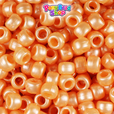 Apricot Pearl 9mm Barrel Plastic Pony Beads (500pcs)