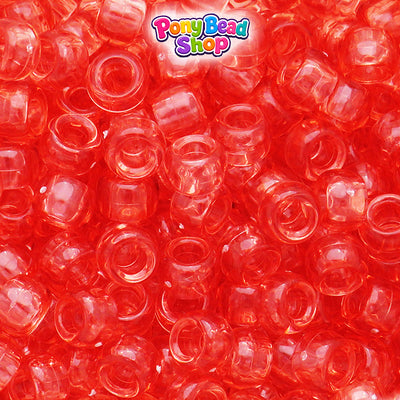 Medium Coral Transparent 9mm Barrel Plastic Pony Beads (500pcs)