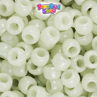 Super Glow 9mm Barrel Plastic Pony Beads (500pcs)