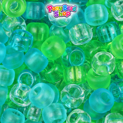 Seaglass Multi 9mm Barrel Plastic Pony Beads (500pcs)