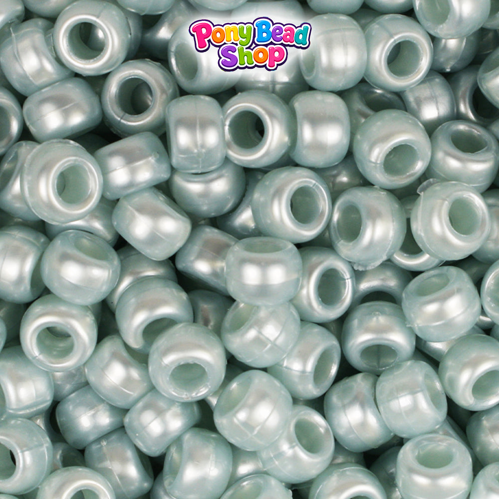 Azure Blue Pearl 9mm Barrel Plastic Pony Beads (500pcs)