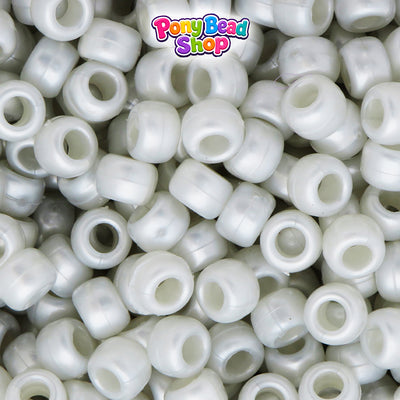 Light Silver Pearl 9mm Barrel Plastic Pony Beads (500pcs)