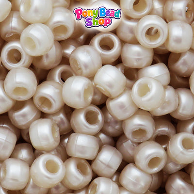 Dark Champagne Pearl 9mm Barrel Plastic Pony Beads (500pcs)