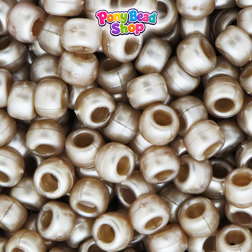 Medium Amber Pearl 9mm Barrel Plastic Pony Beads (500pcs)