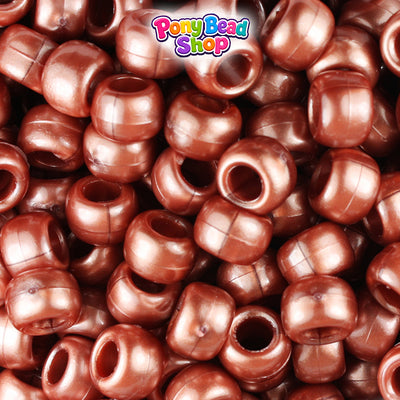 Red Gold Pearl 9mm Barrel Plastic Pony Beads (500pcs)